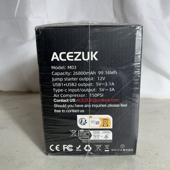 ACEZUK Portable Car Jump Starter 12V + Air Pump 160PSI - Picture 3 of 5